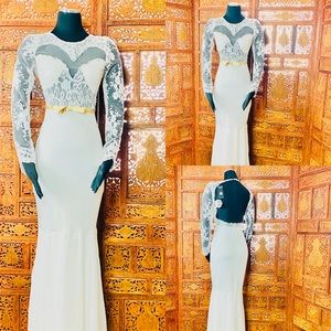 Beach Wedding Dress Mermaid w/Illusion Sleeves NWT